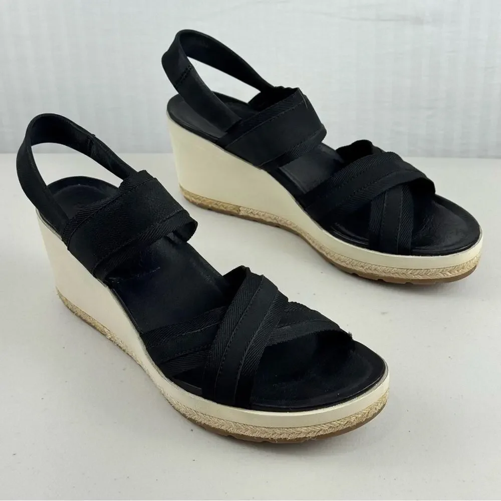 Merrell Women’s Kaiteri Wedge Black Strap Sandal Size 10 EUR 41 Outdoor Gorpcore